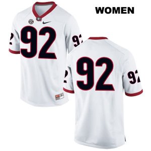 Women's Georgia Bulldogs NCAA #92 Landon Stratton Nike Stitched White Authentic No Name College Football Jersey SPN1554ML
